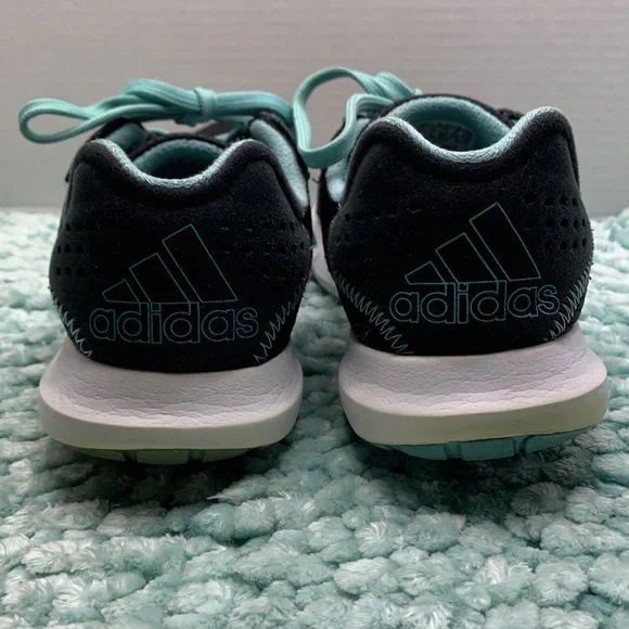 Addidas Running Jogging Workout Shoes Sneakers Black & Aqua Cushion Insoles - Picture 6 of 17